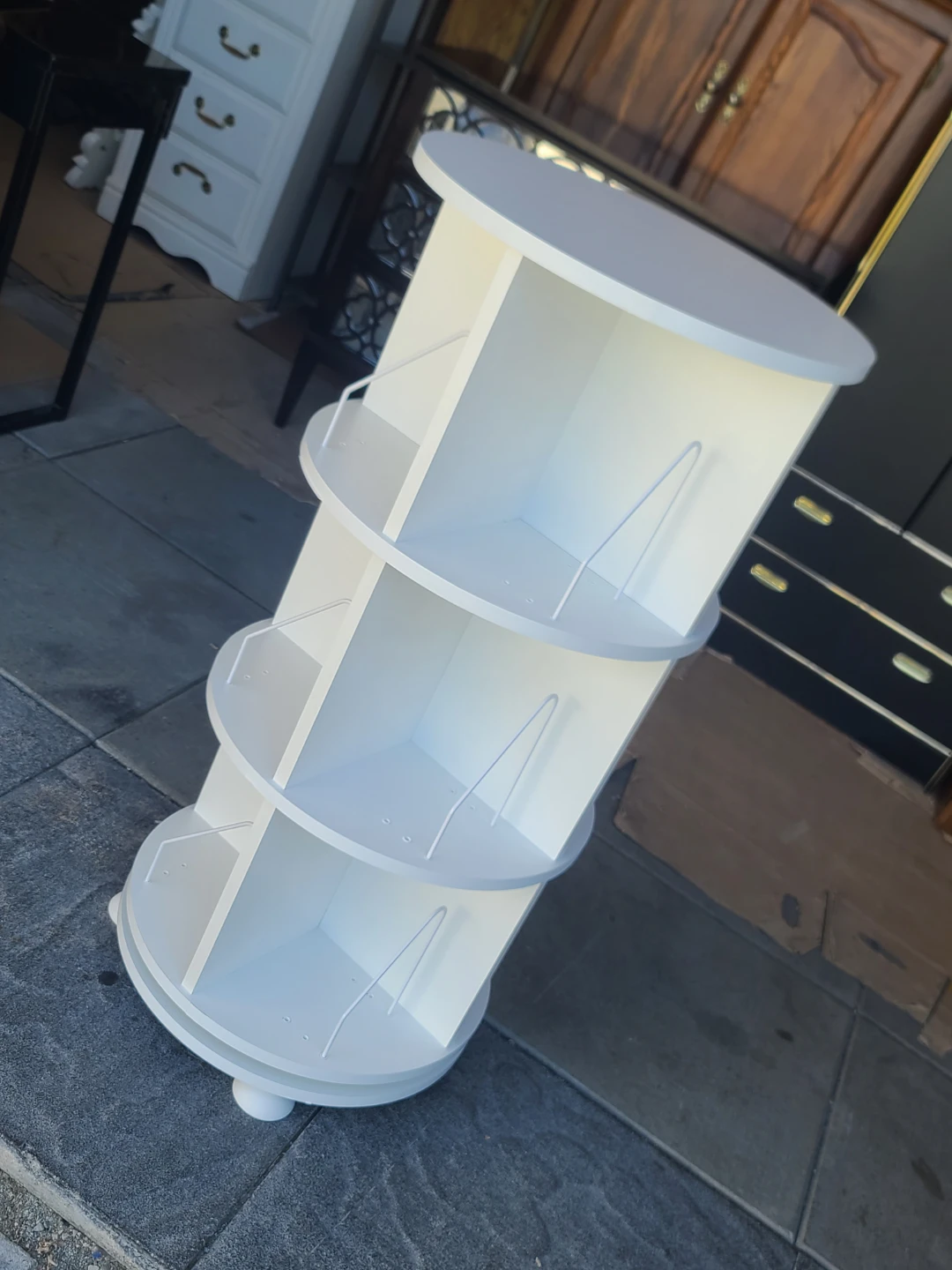 White Rotating 3-Tier Bookshelf Media Tower - photo 2