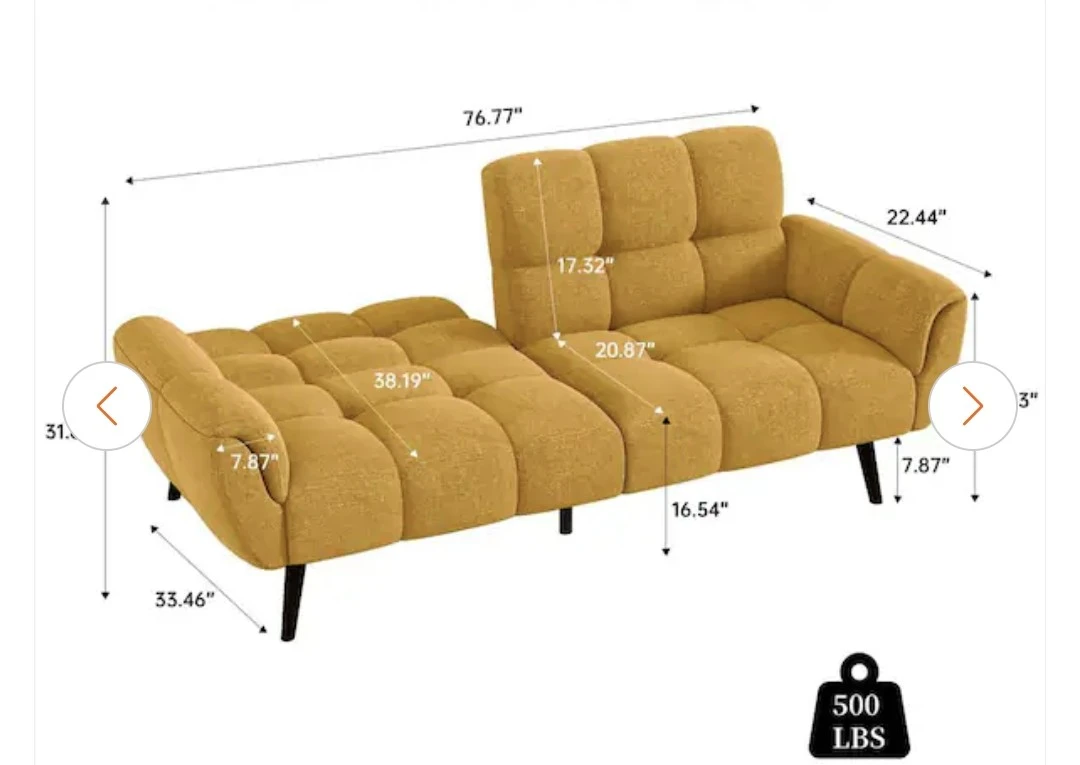 Yellow Tufted Sofa Bed - photo 3
