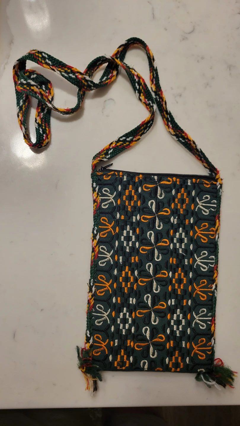 Embroidered Pouch with Strap