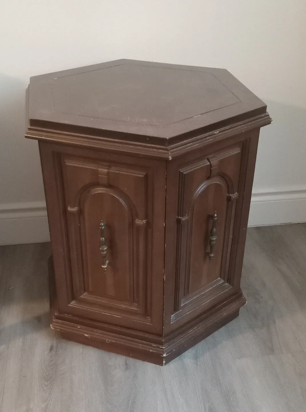 Vintage Hexagonal Side Table and mirror