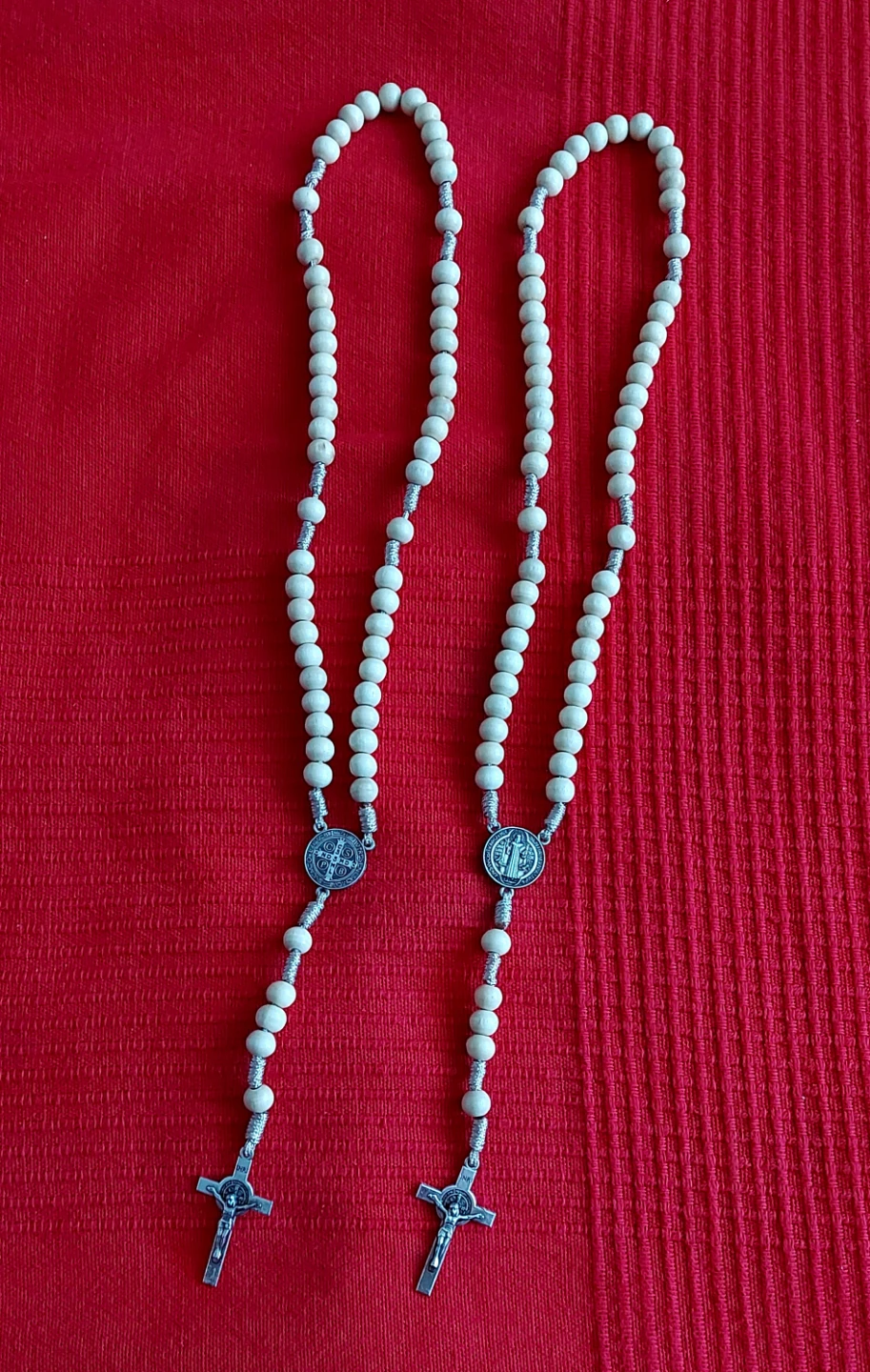 Pair of Wooden Rosaries with St. Benedict and Crucifix Pendant