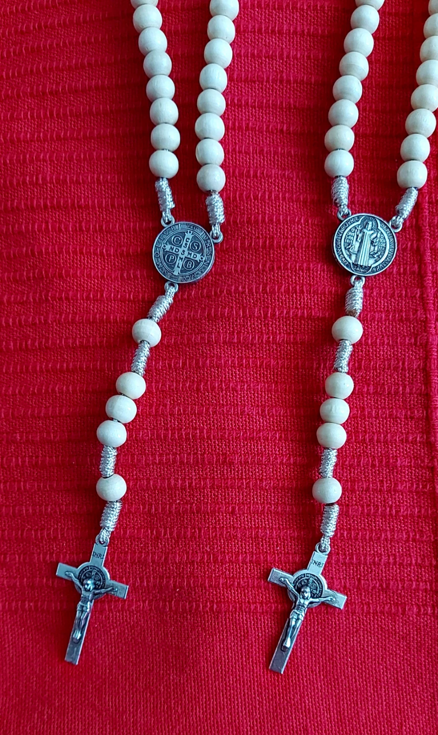 Pair of Wooden Rosaries with St. Benedict and Crucifix Pendant - photo 2