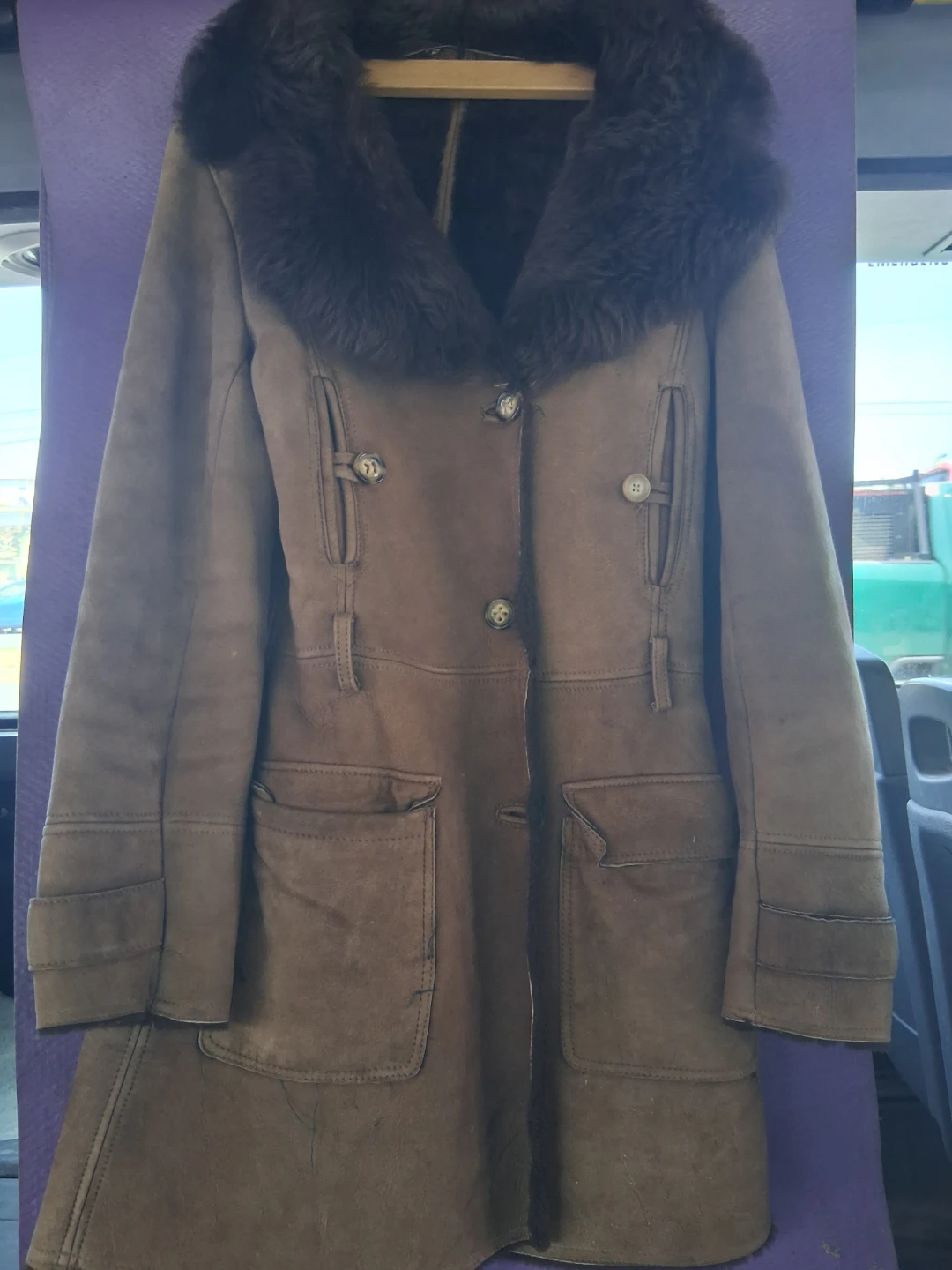 Women's Brown Suede Shearling Coat