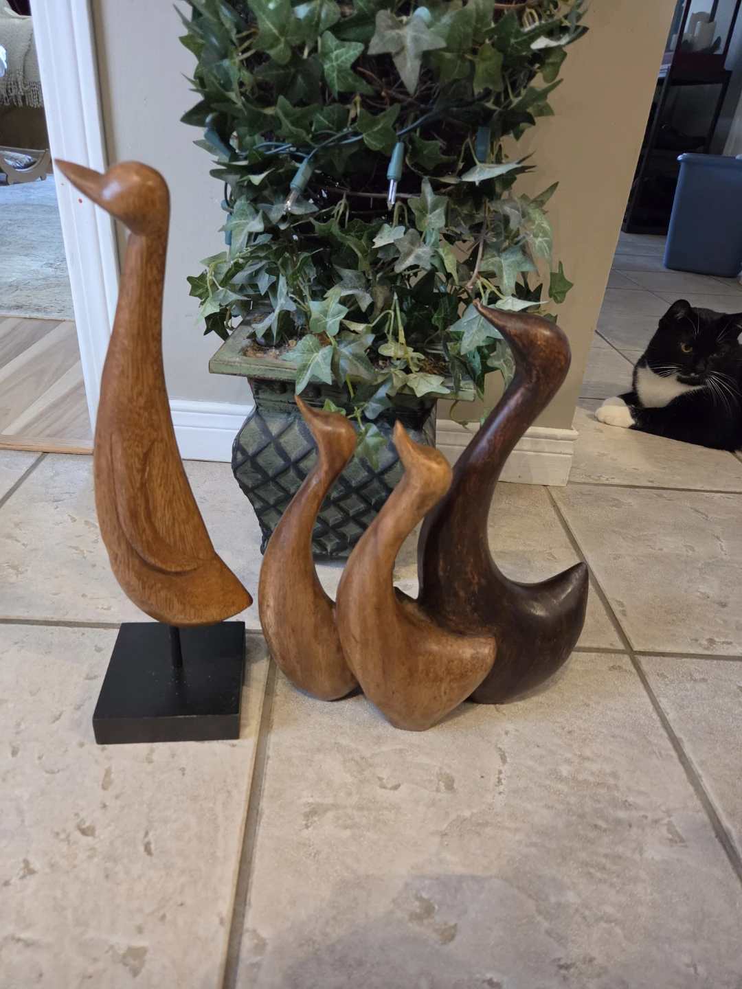 Set of 4 Wooden Duck Figurines - photo 2