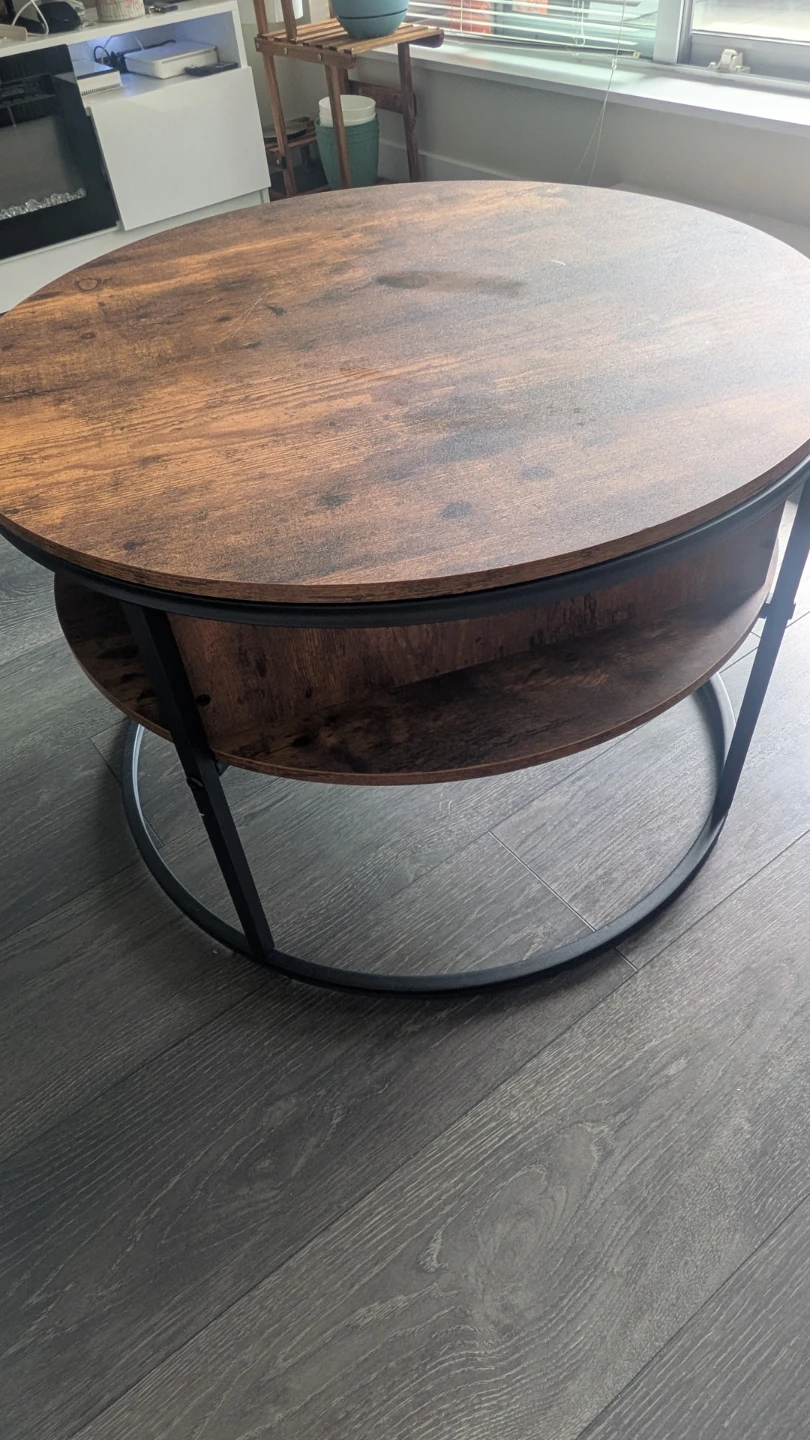 Round Coffee Table with Storage Shelf - photo 3