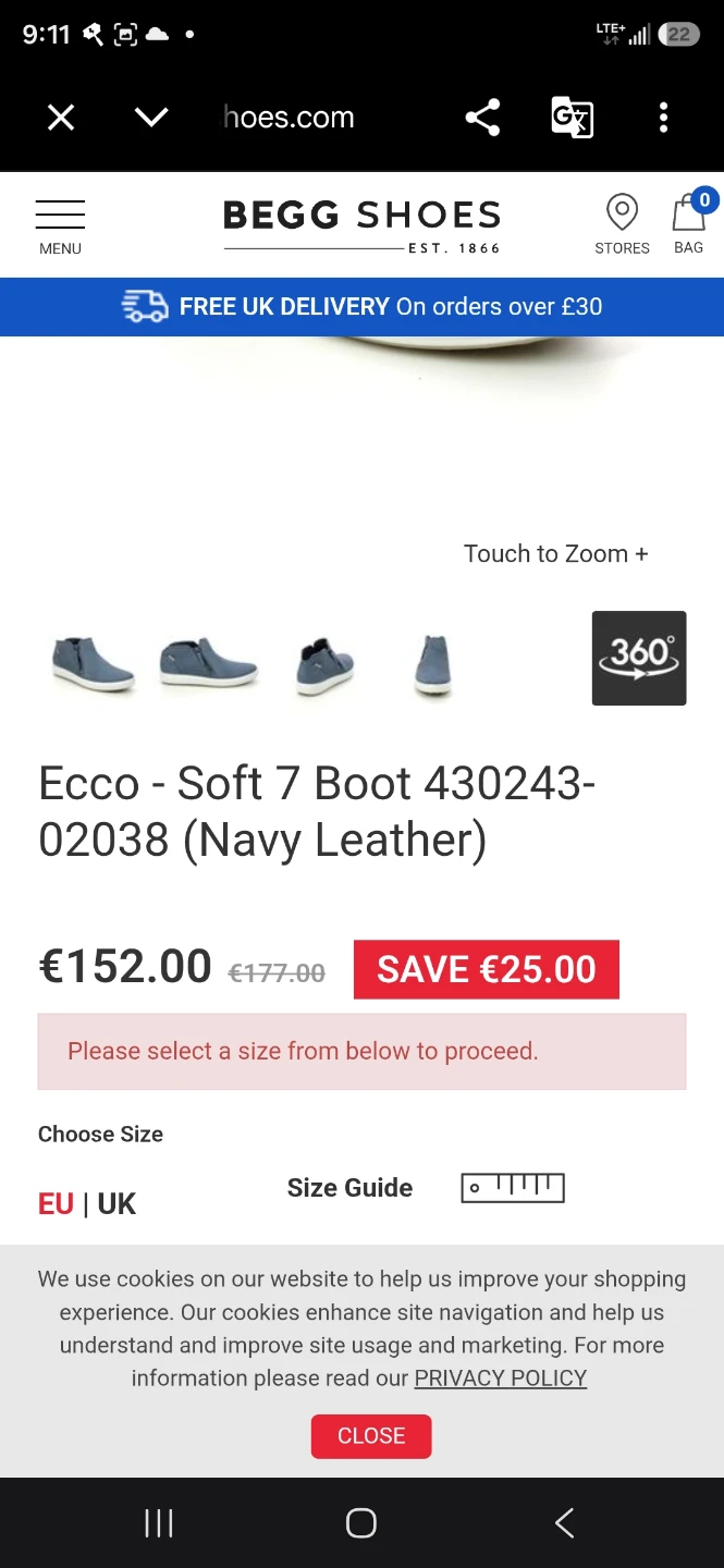ECCO Soft 7 Boot Navy Leather Ankle Boots - photo 5