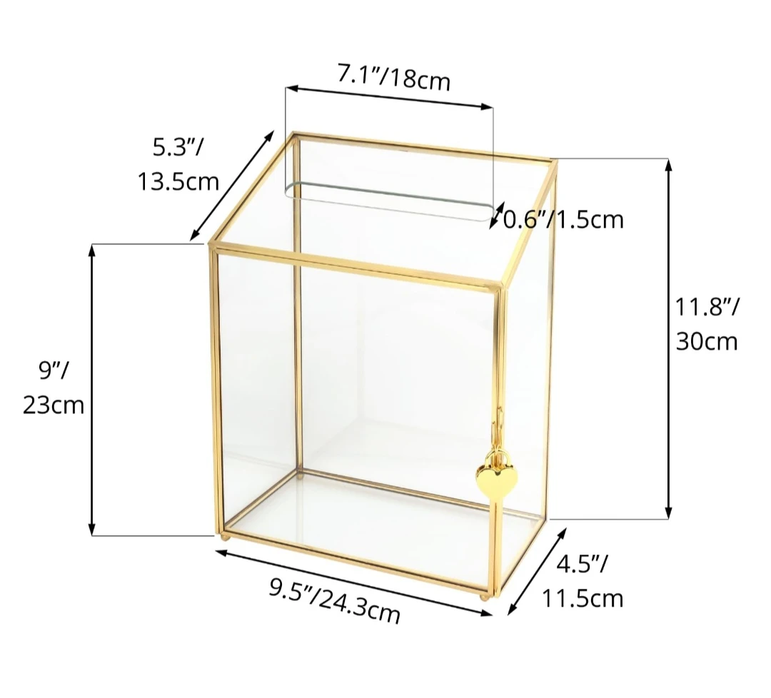 Gold Glass Wedding Card Box with Lock - photo 3