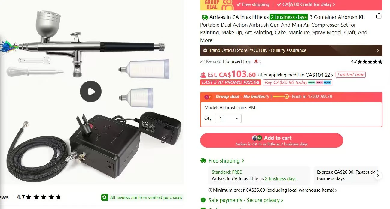 Portable Dual Action Airbrush Compressor Kit