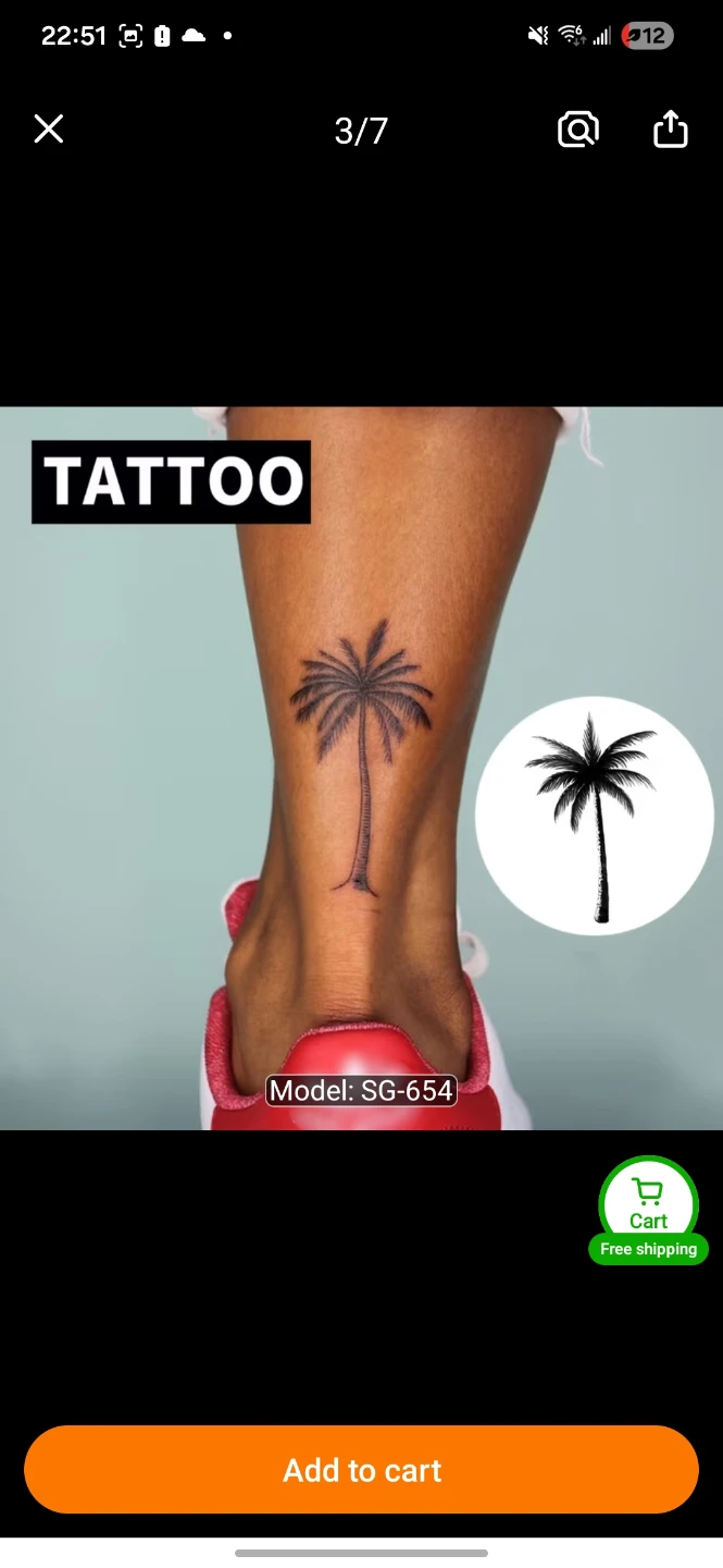 Temporary Palm Tree Tattoo Sticker