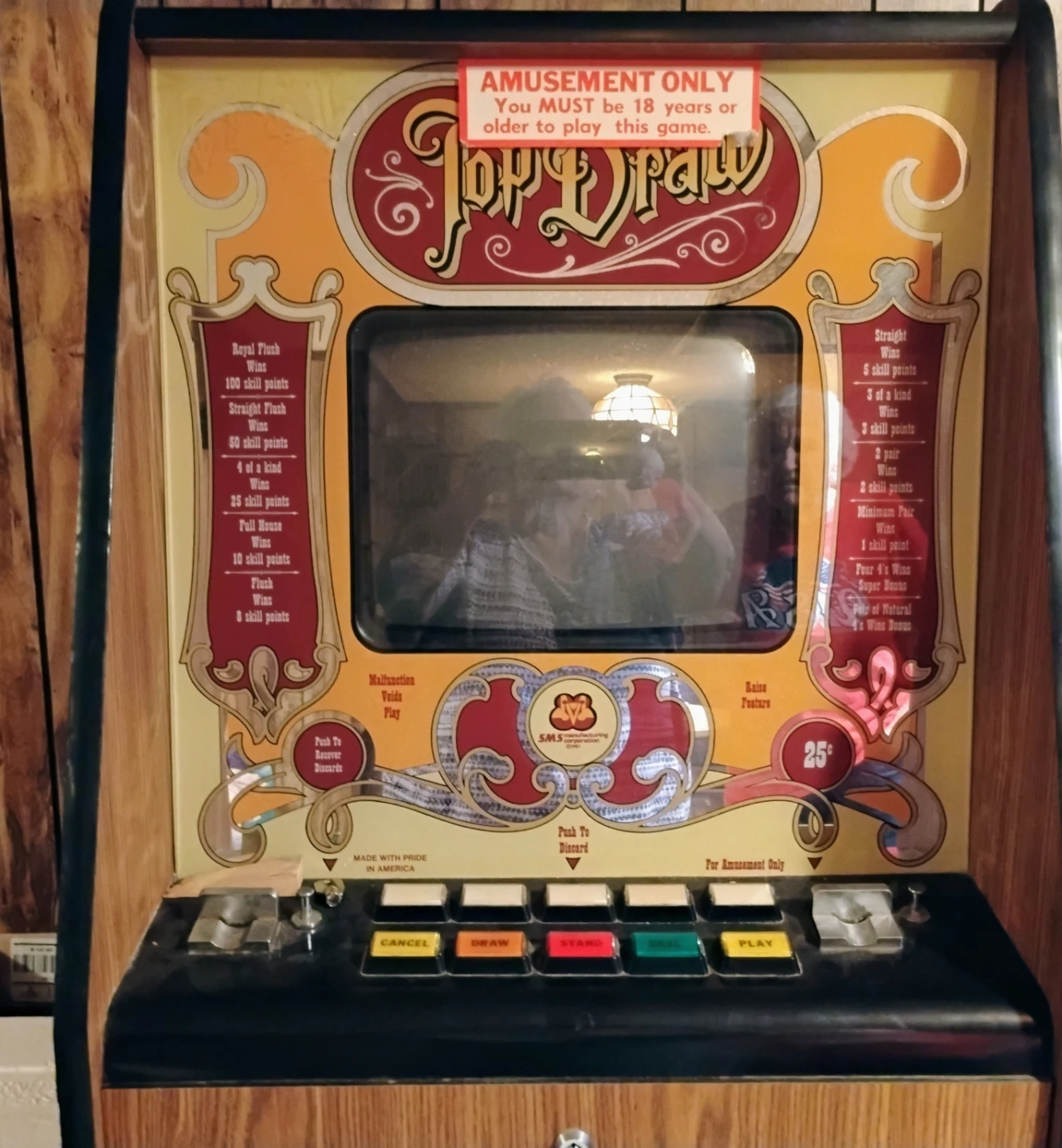 VINTAGE “TOP DRAW” VIDEO POKER MACHINE - photo 2