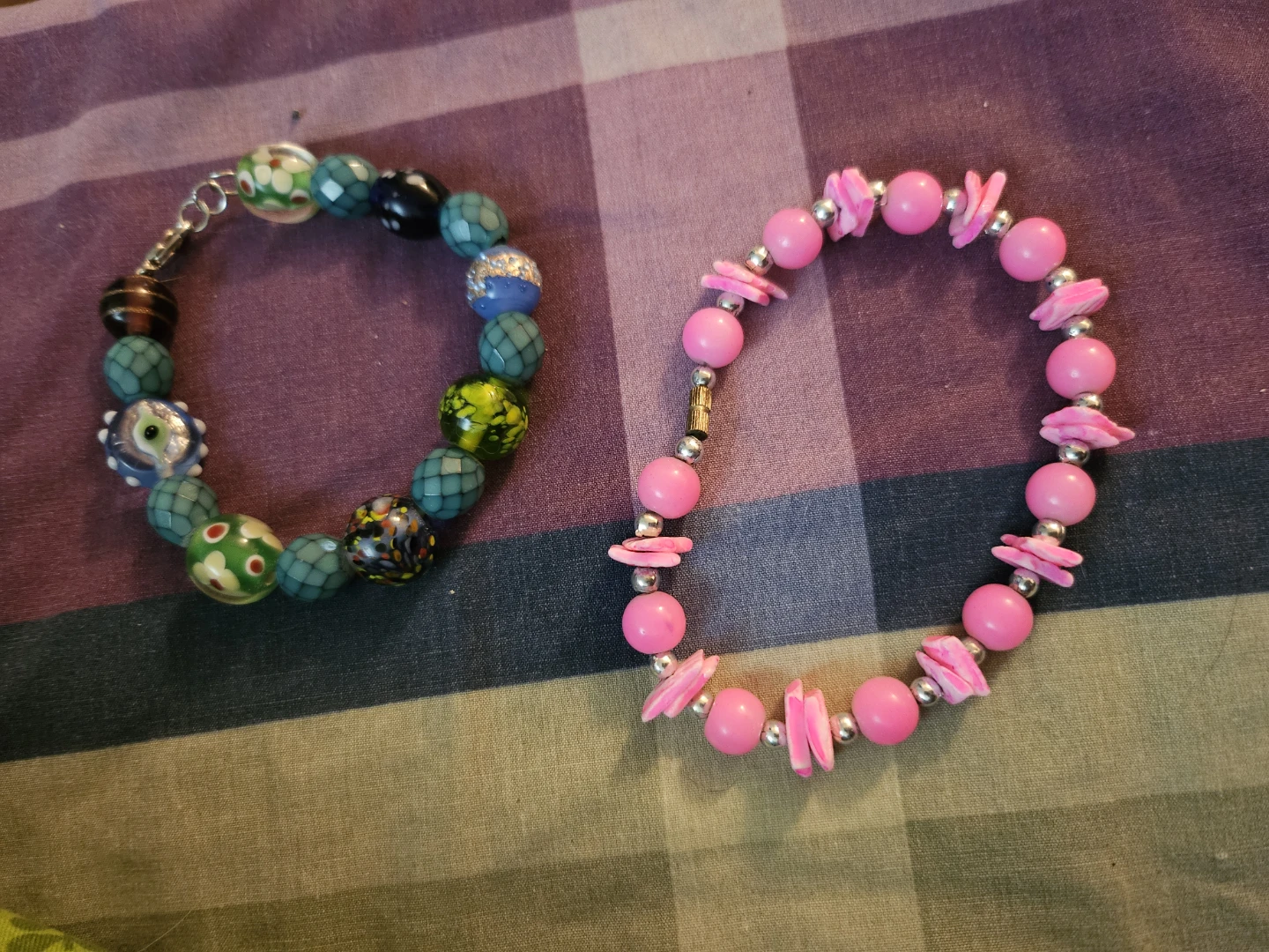 Two Handmade Beaded Bracelets