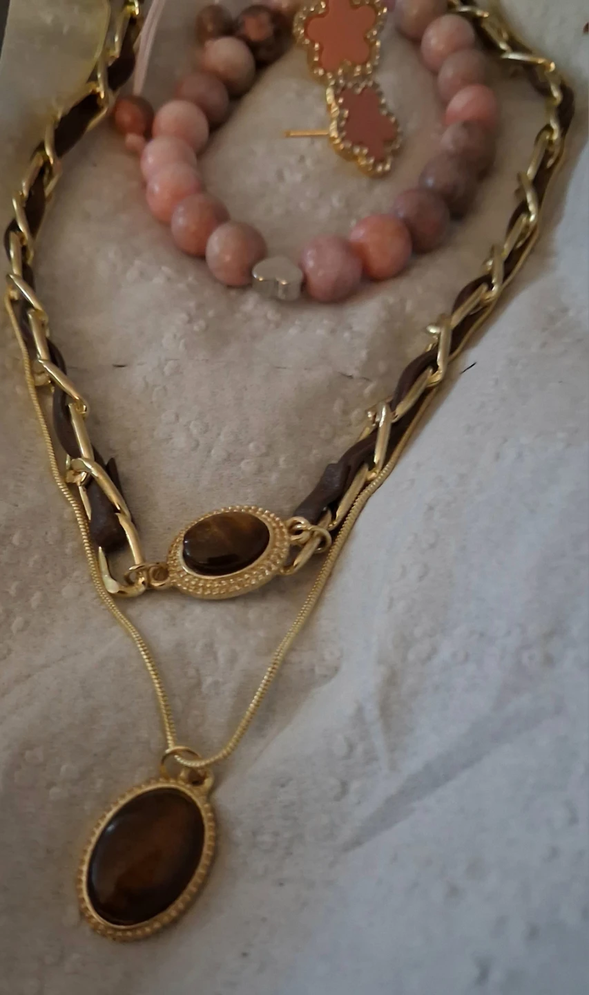 Pink beaded bracelet and necklace set - photo 4