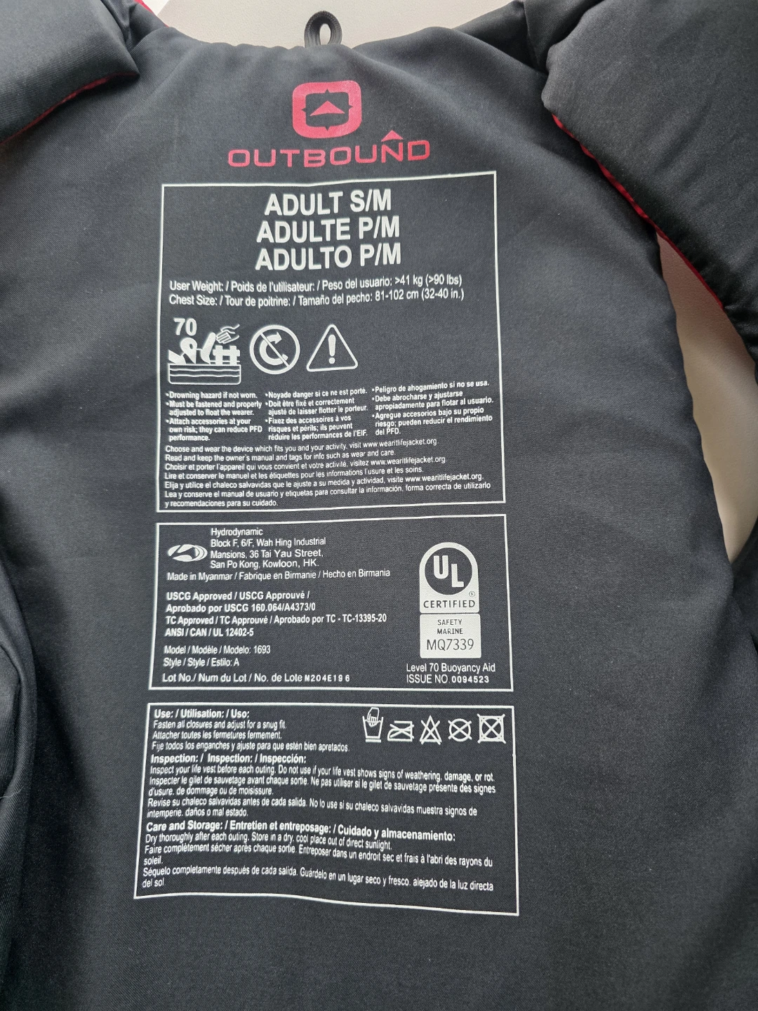 OUTBOUND Adult P/M Life Jacket - photo 3