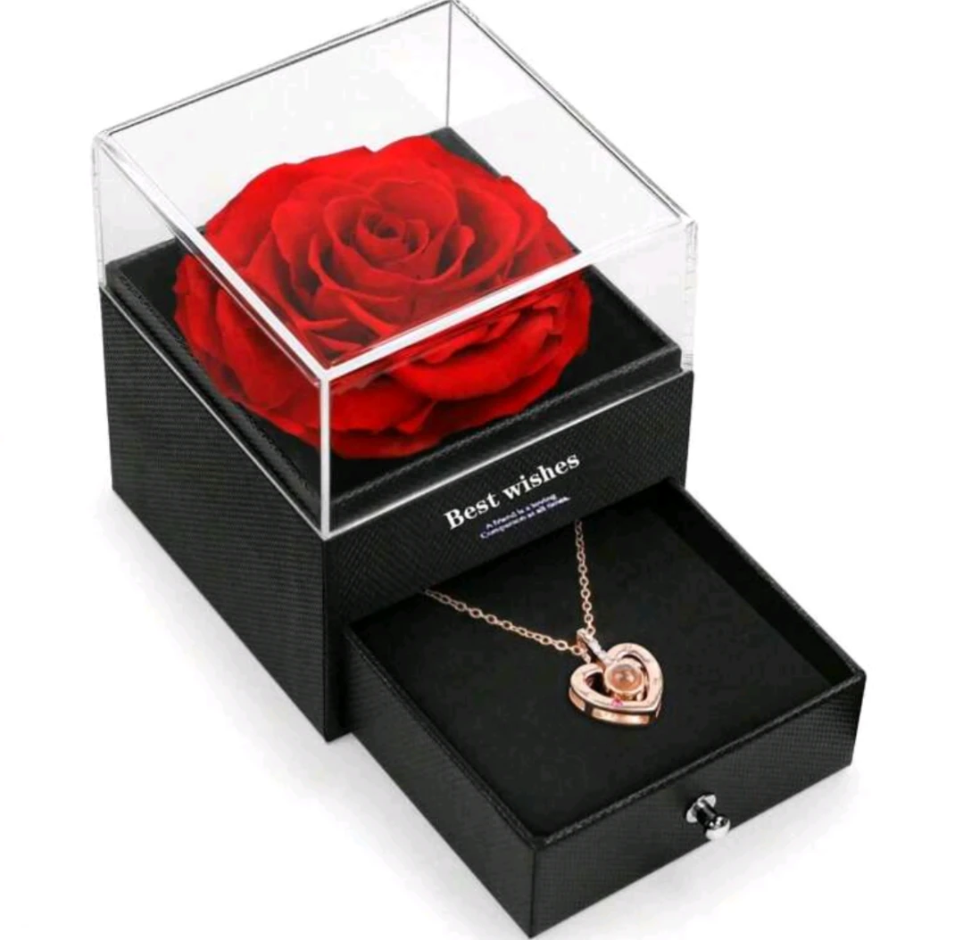 Preserved Rose/Sunflower with "I Love You" Necklace Gift Box - photo 4