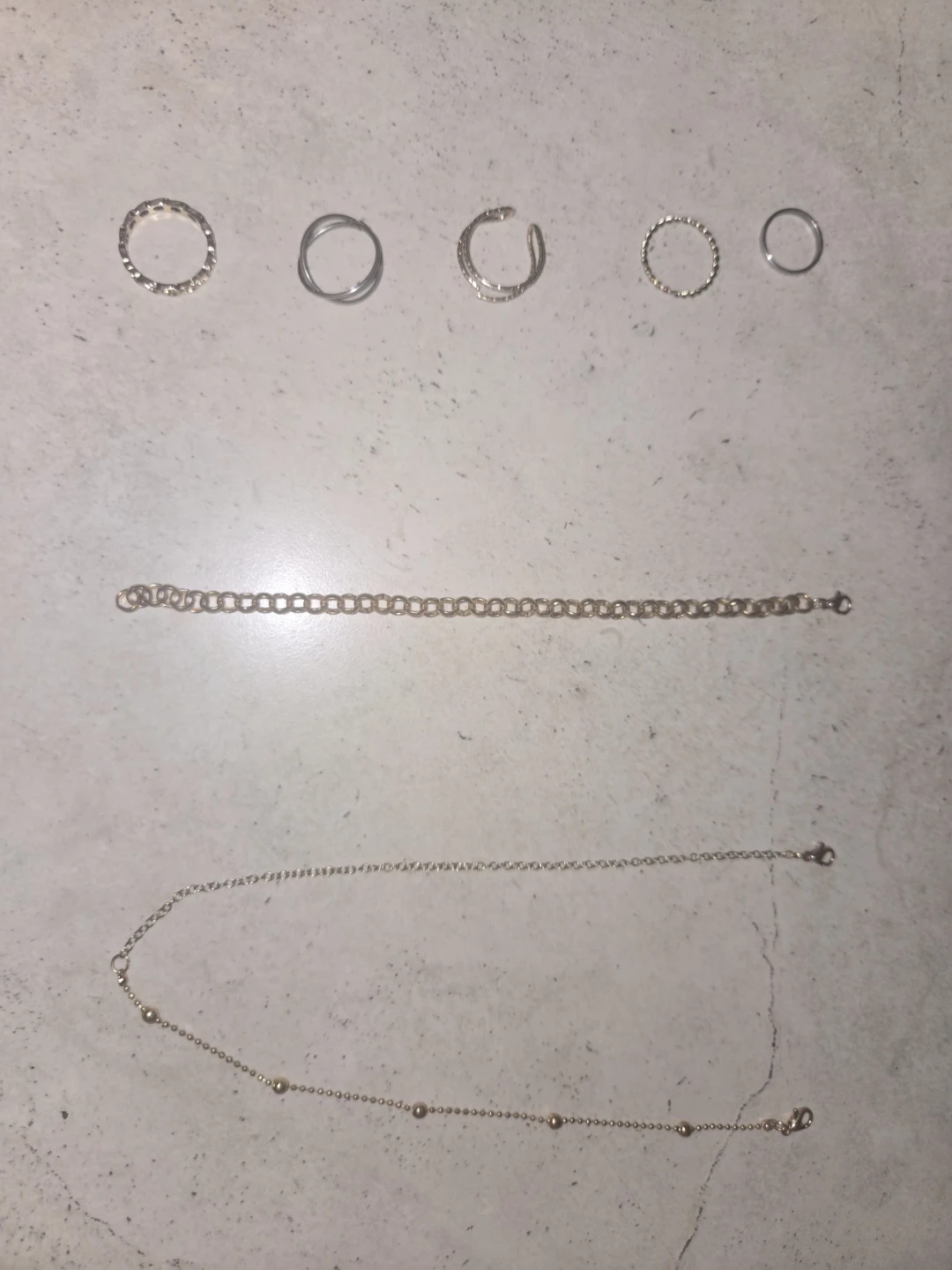 Costume Jewelry Bundle (Rings, Bracelet, Necklace Chains)