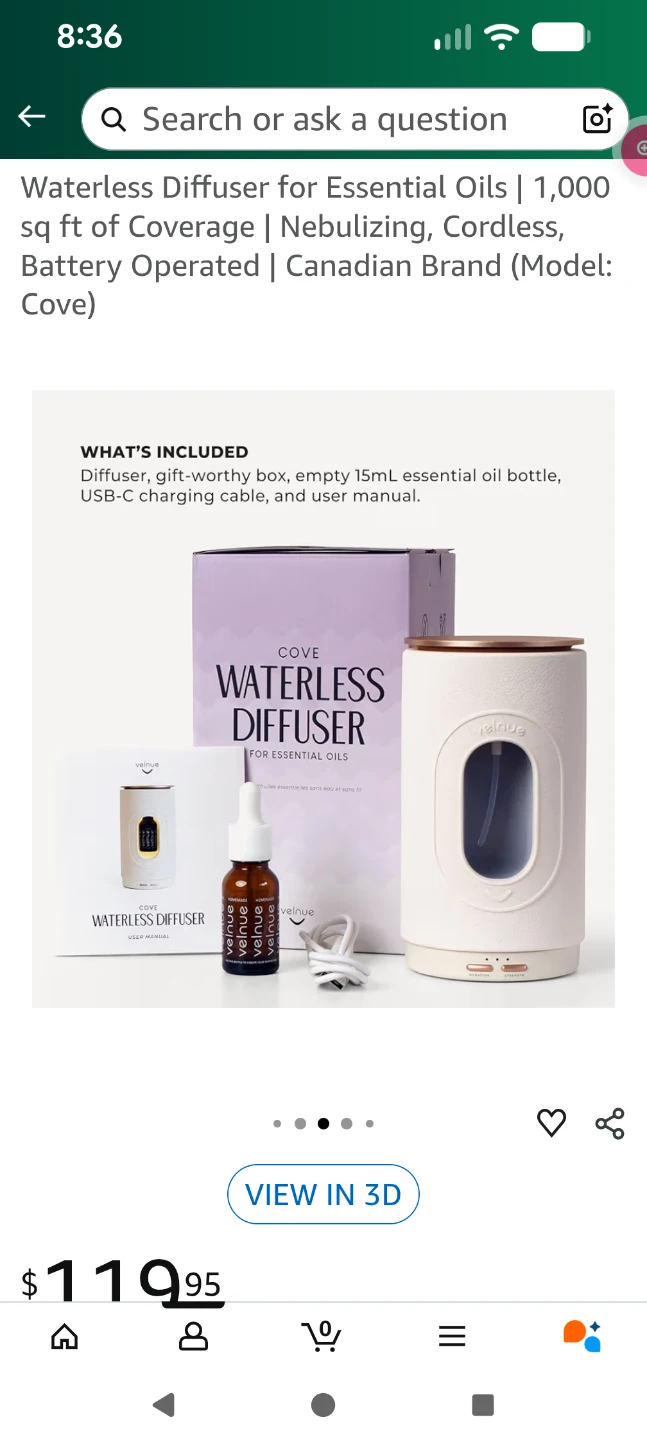 Velvue Waterless Diffuser for Essential Oils