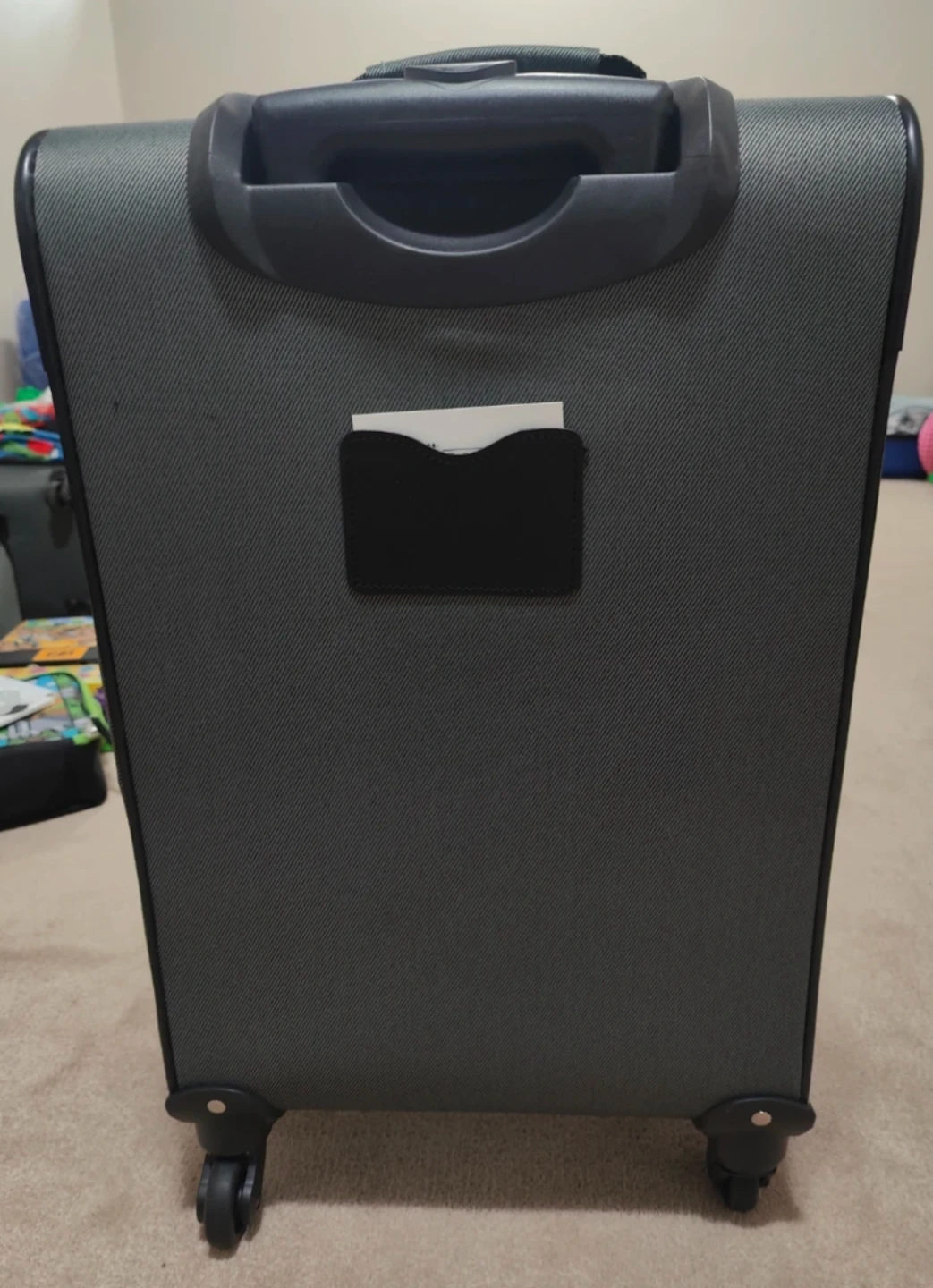 New! Grey Spinner Suitcase with Zipper Pockets - photo 3