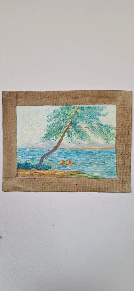 Oil painting of a tree by the water - photo 2
