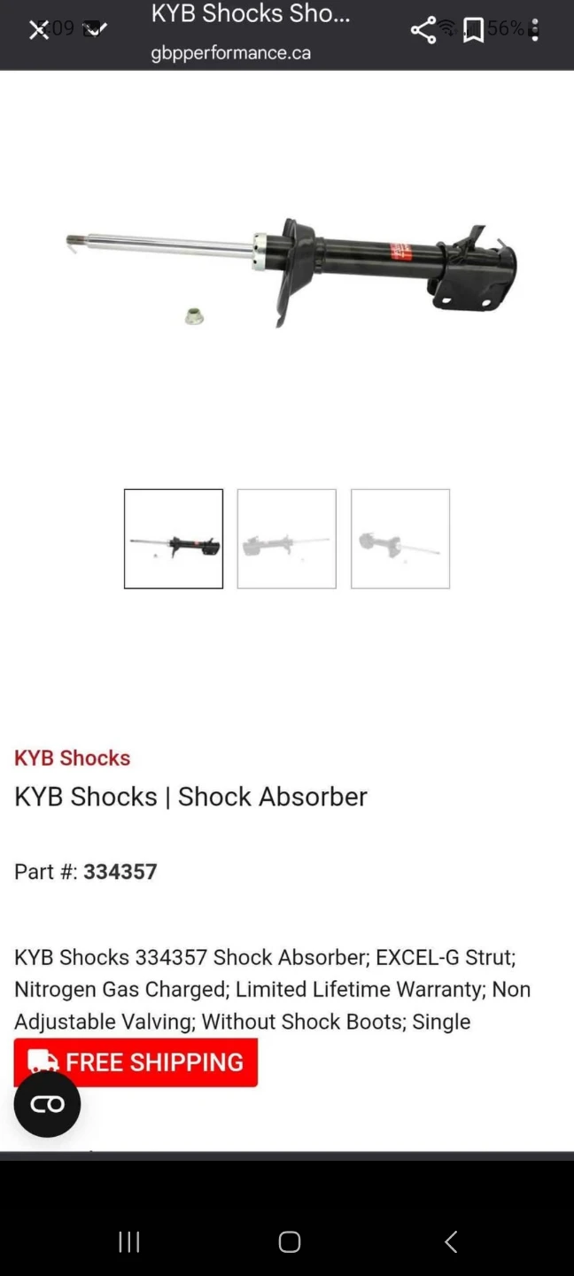 KYB 334357 Excel-G Rear Left Shock Absorber  Subaru Impreza WRX - photo 3