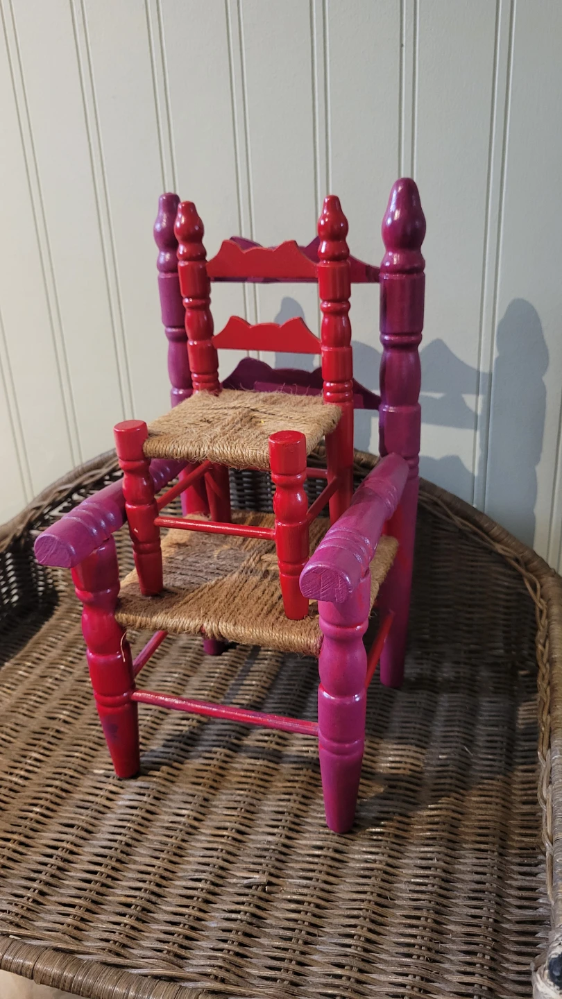 Vintage Small Wooden Woven  Decorative Chairs.Toys. dolls