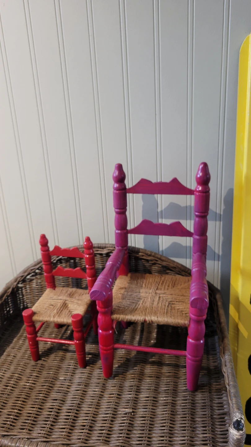 Vintage Small Wooden Woven  Decorative Chairs.Toys. dolls - photo 2