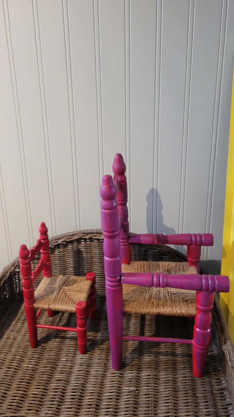 Vintage Small Wooden Woven  Decorative Chairs.Toys. dolls - photo 4