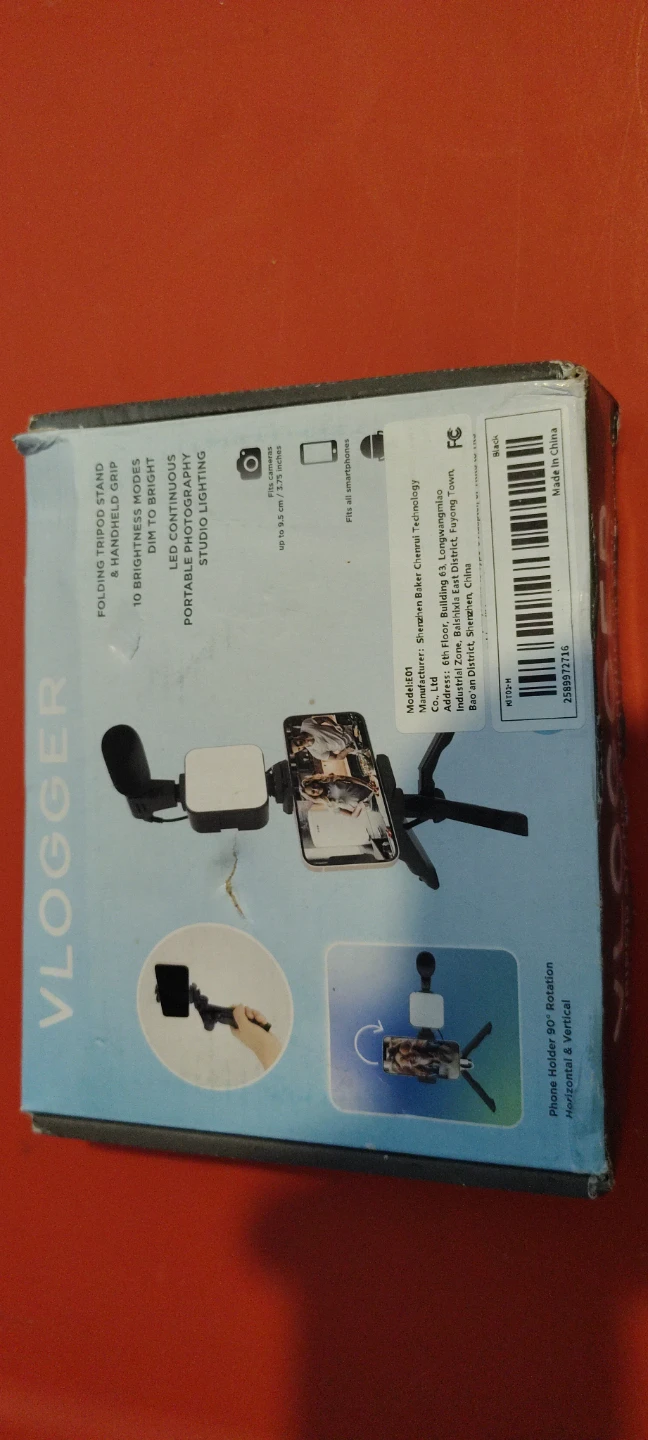 VLOGGER Tripod & Handheld Grip with LED Light and Microphone