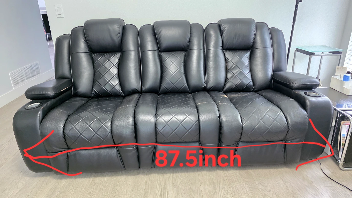 Black Leather Reclining Loveseat with Console