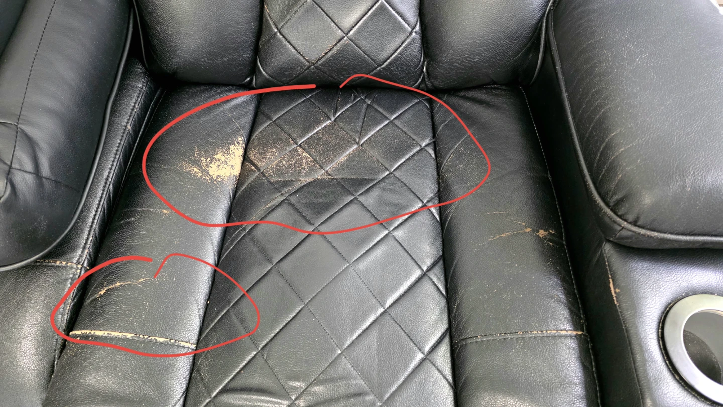 Black Leather Reclining Loveseat with Console - photo 4
