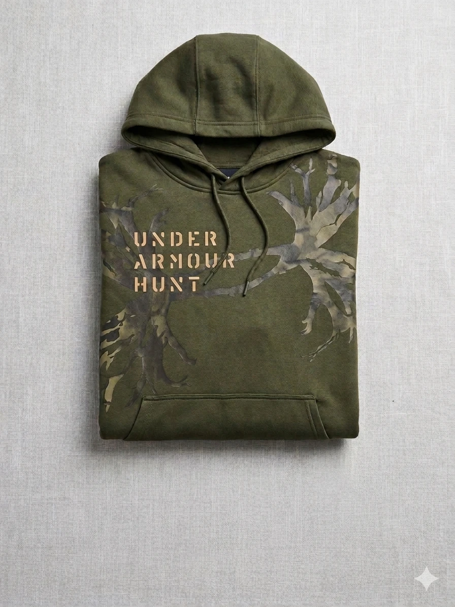 Under Armour Hunt Hoodie Men’s Large Marine OD Green Camo Antler