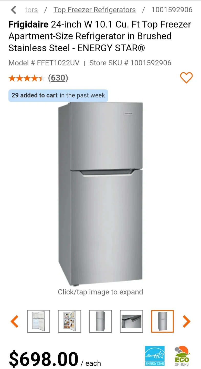 ON SALE! PLATINUM 10 cu. ft Fridgidaire Top Mount Refrigertor - photo 3