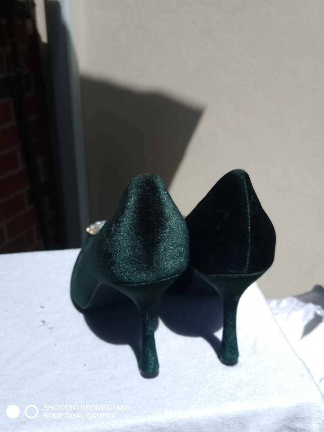 Sweet Shoes Women's Velvet Heels with Jewel Embellishments