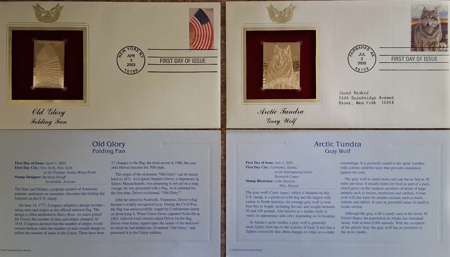 USPS Gold-Plated First Day Cover - Vintage Collector Item