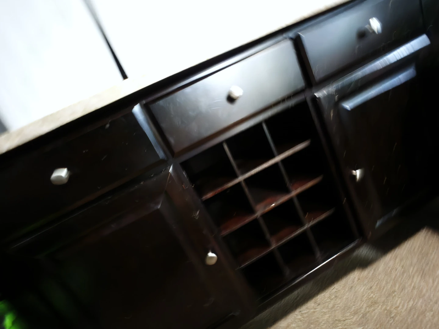 Dark Wood marble kitchen table and  Buffet with Wine Rack - photo 3
