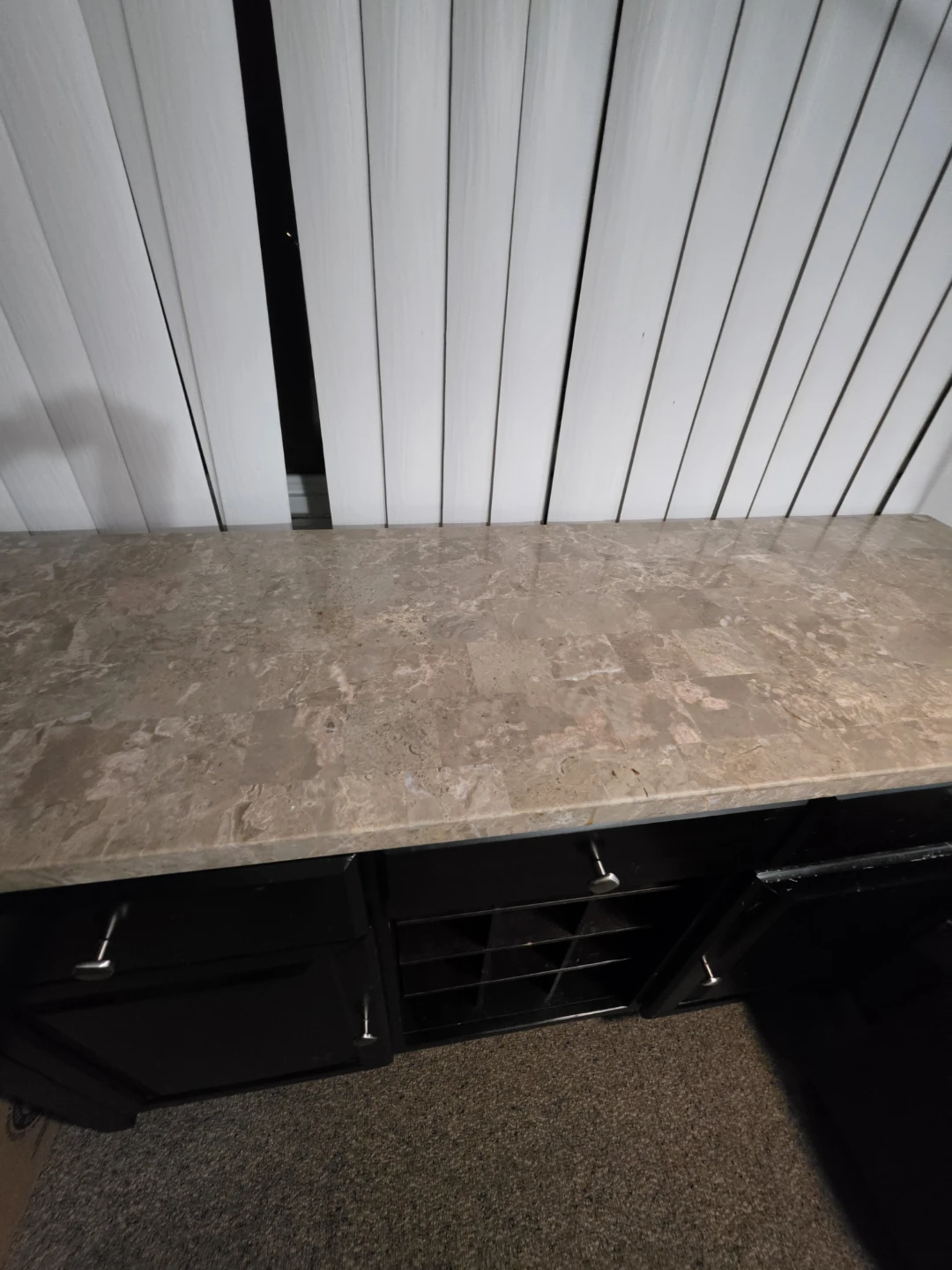 Dark Wood marble kitchen table and  Buffet with Wine Rack - photo 5
