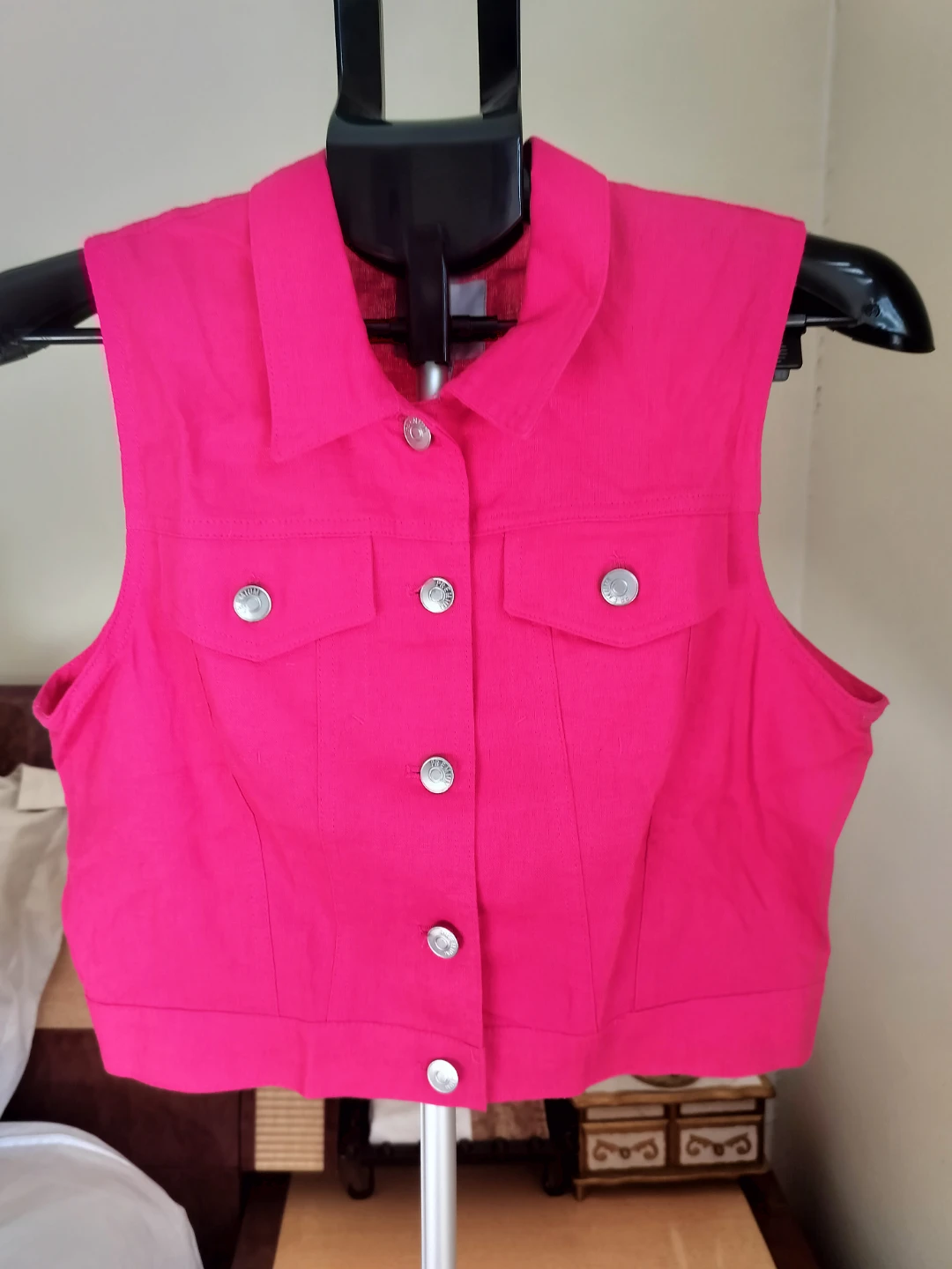 CHI-CHI NYC Linen Vest - Bright Pink - Size M - photo 2