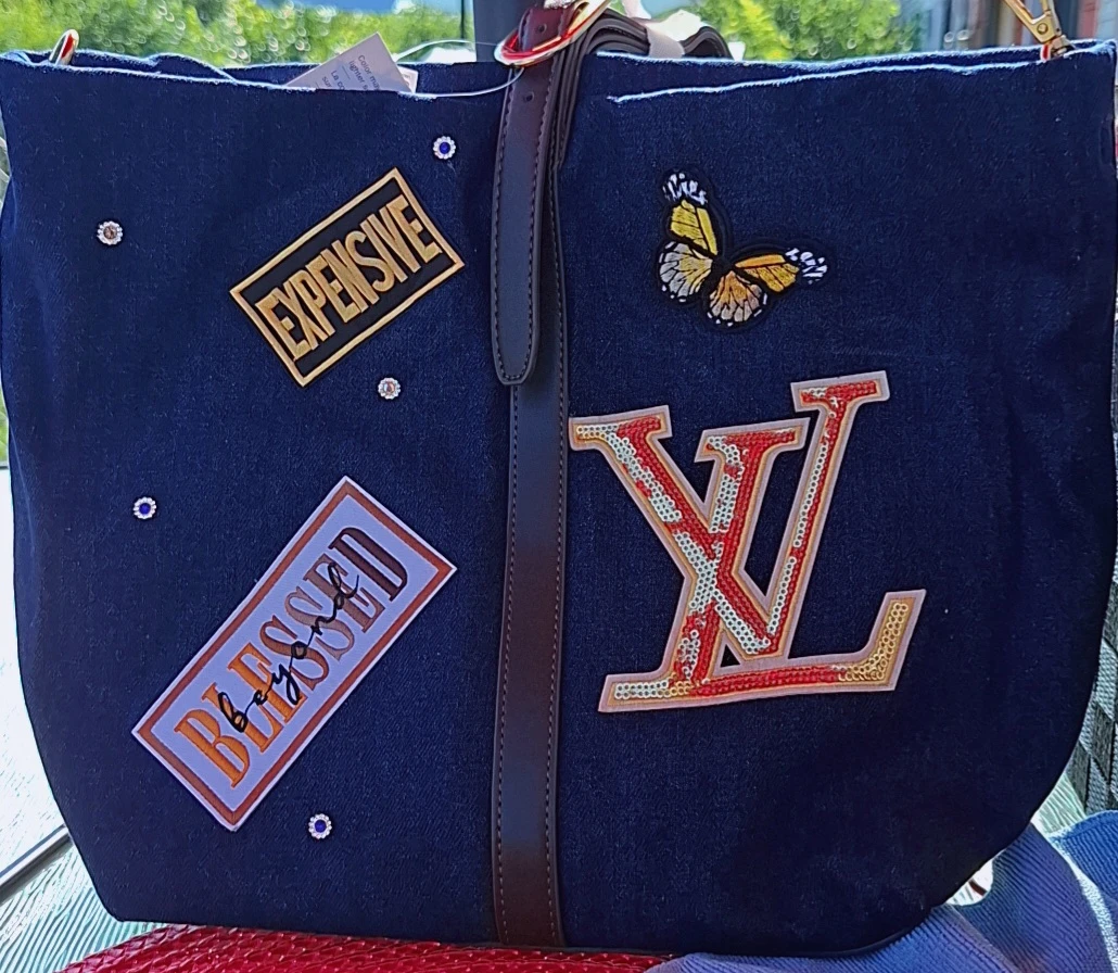 Denim Tote Bag with Embellishments - photo 3