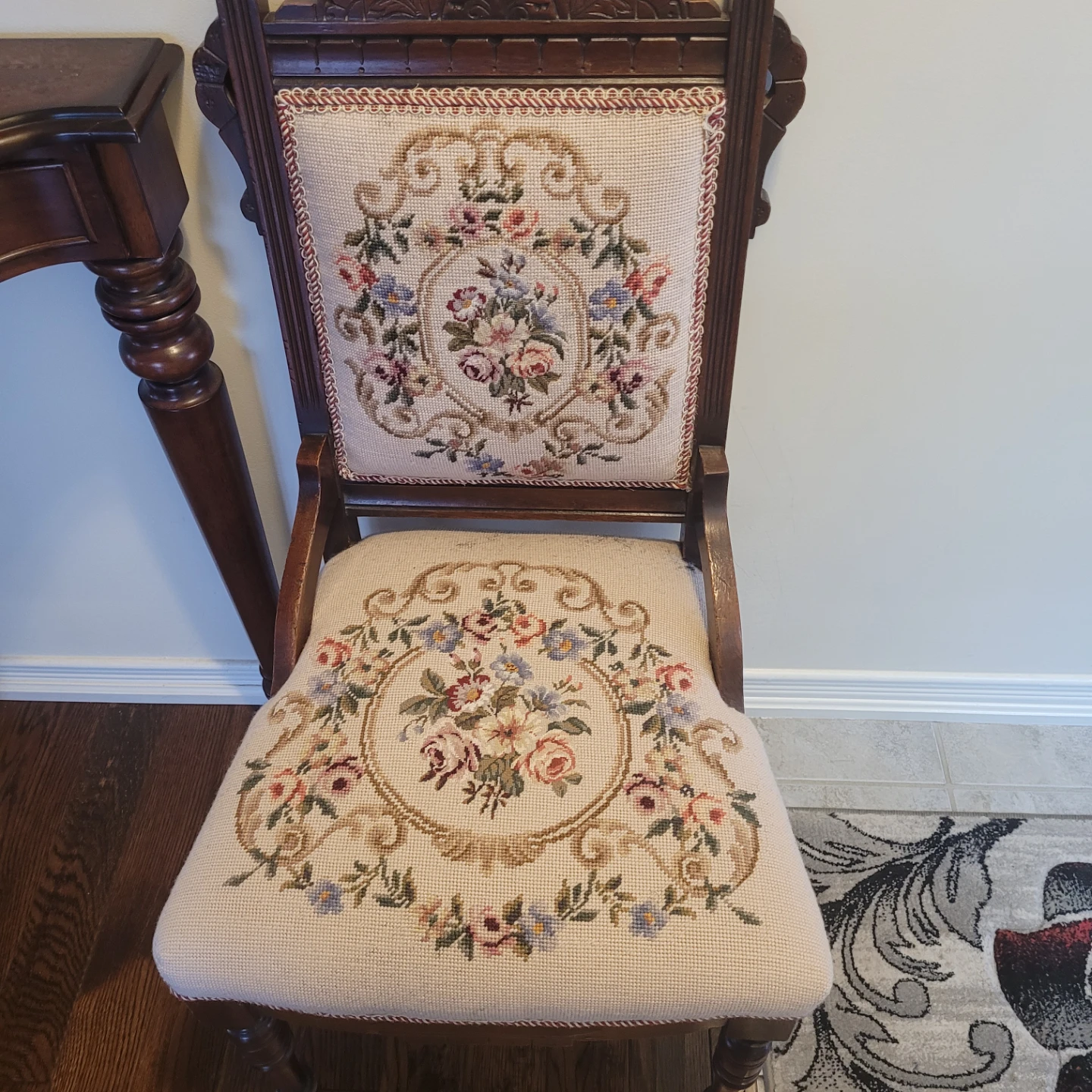 Vintage Needlepoint Accent Chair - photo 2
