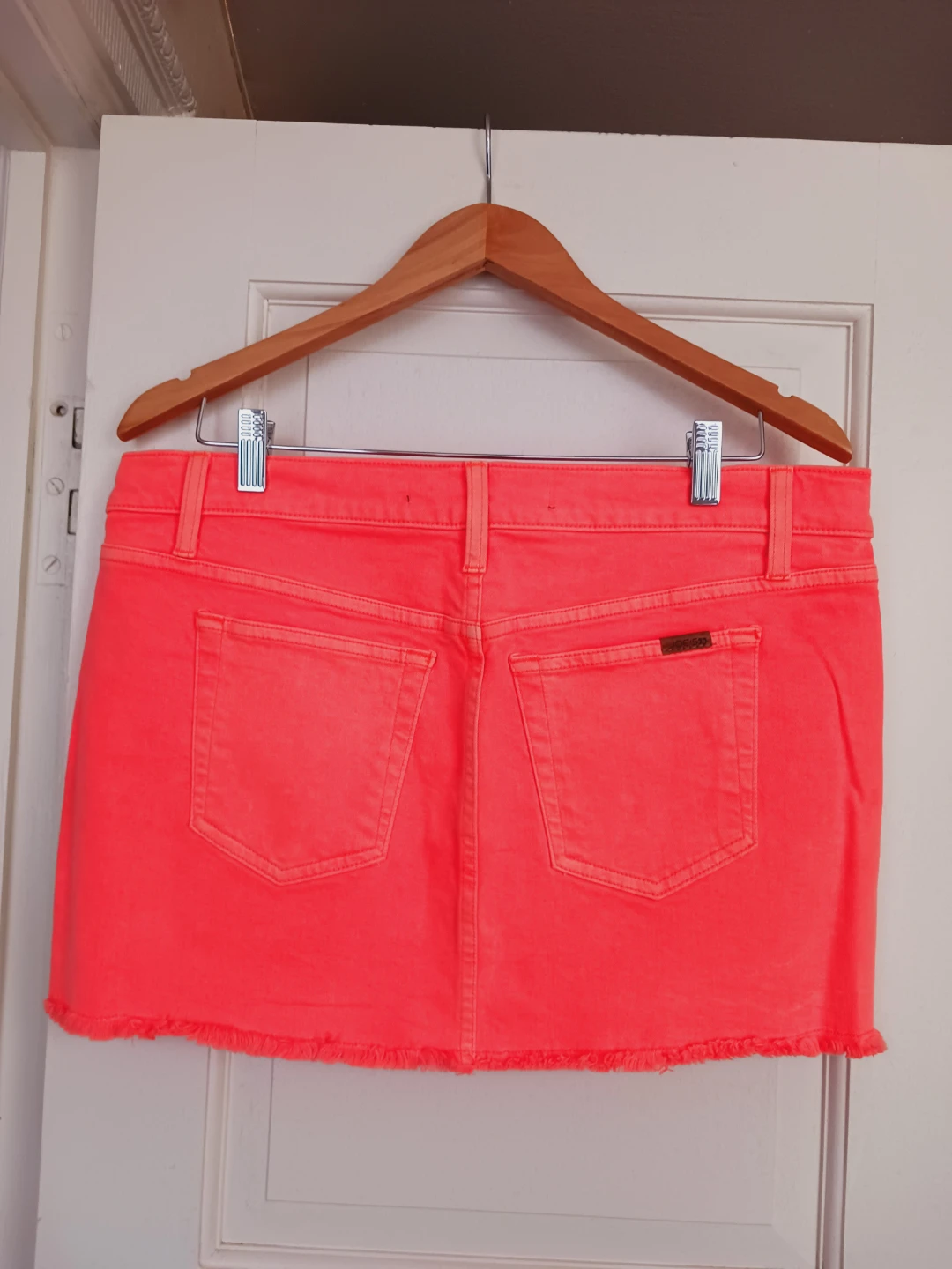 New !!!,Joe's Jeans Neon Orange Denim Mini Skirt Size W 32 - photo 3