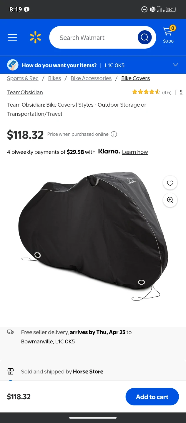 Team Obsidian Bike Cover for Outdoor Storage