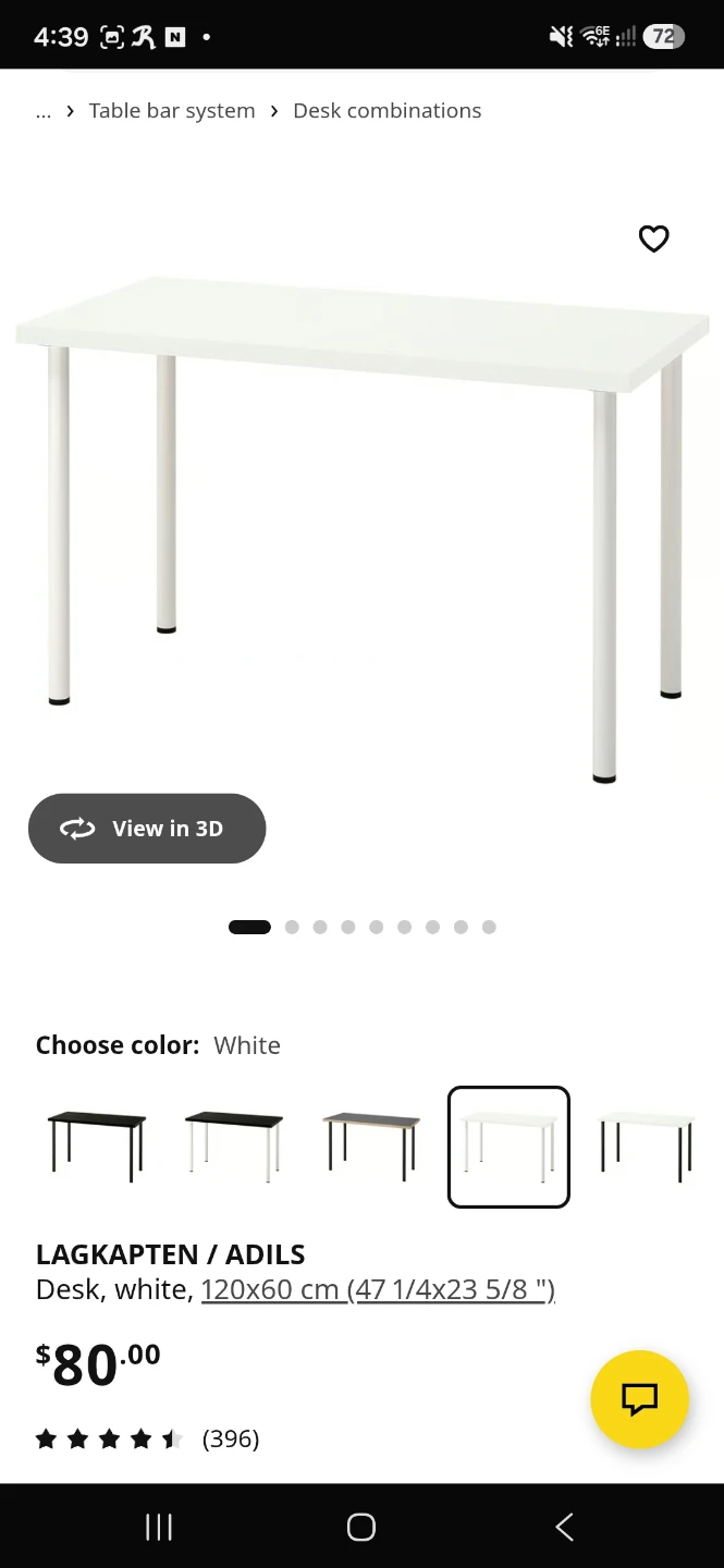 IKEA LAGKAPTEN / ADILS Desk - White 120x60 cm