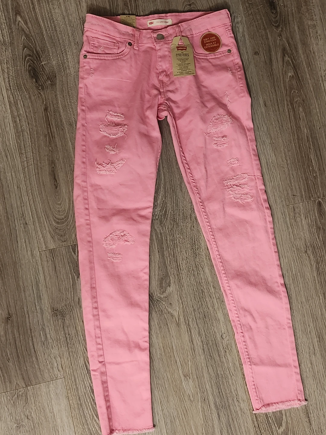 Levi's Pink Super Skinny Jeans Girls Size 10 Ripped Distressed