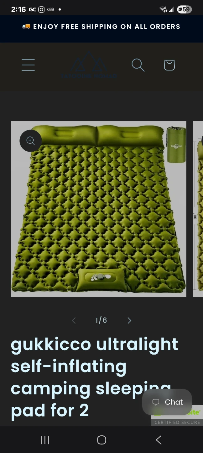Ultralight self-inflating camping sleeping pad for 2 brand new