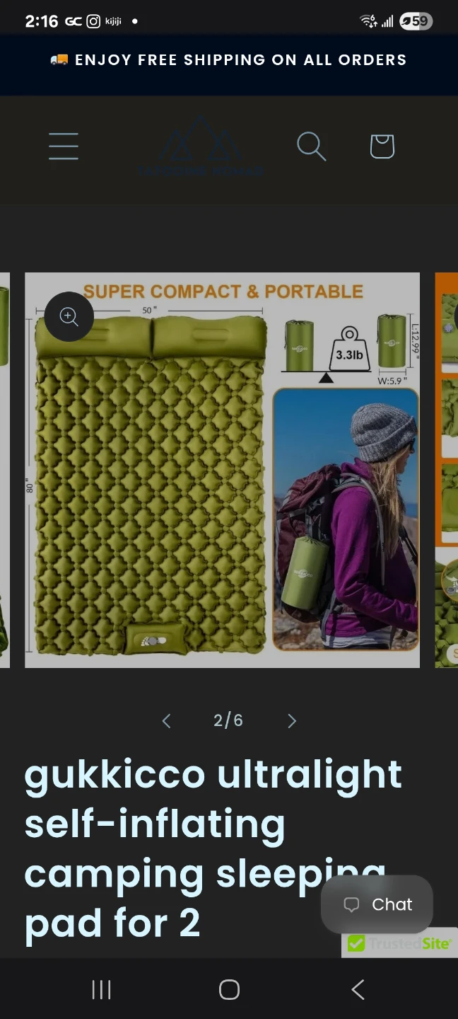 Ultralight self-inflating camping sleeping pad for 2 brand new - photo 2