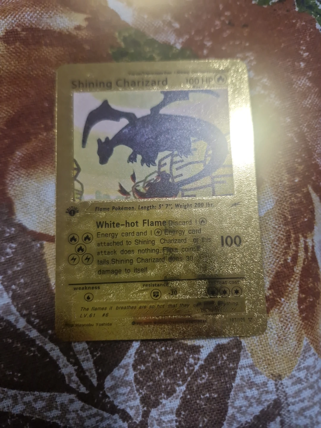 Shining Charizard Gold Metal Pokemon Card