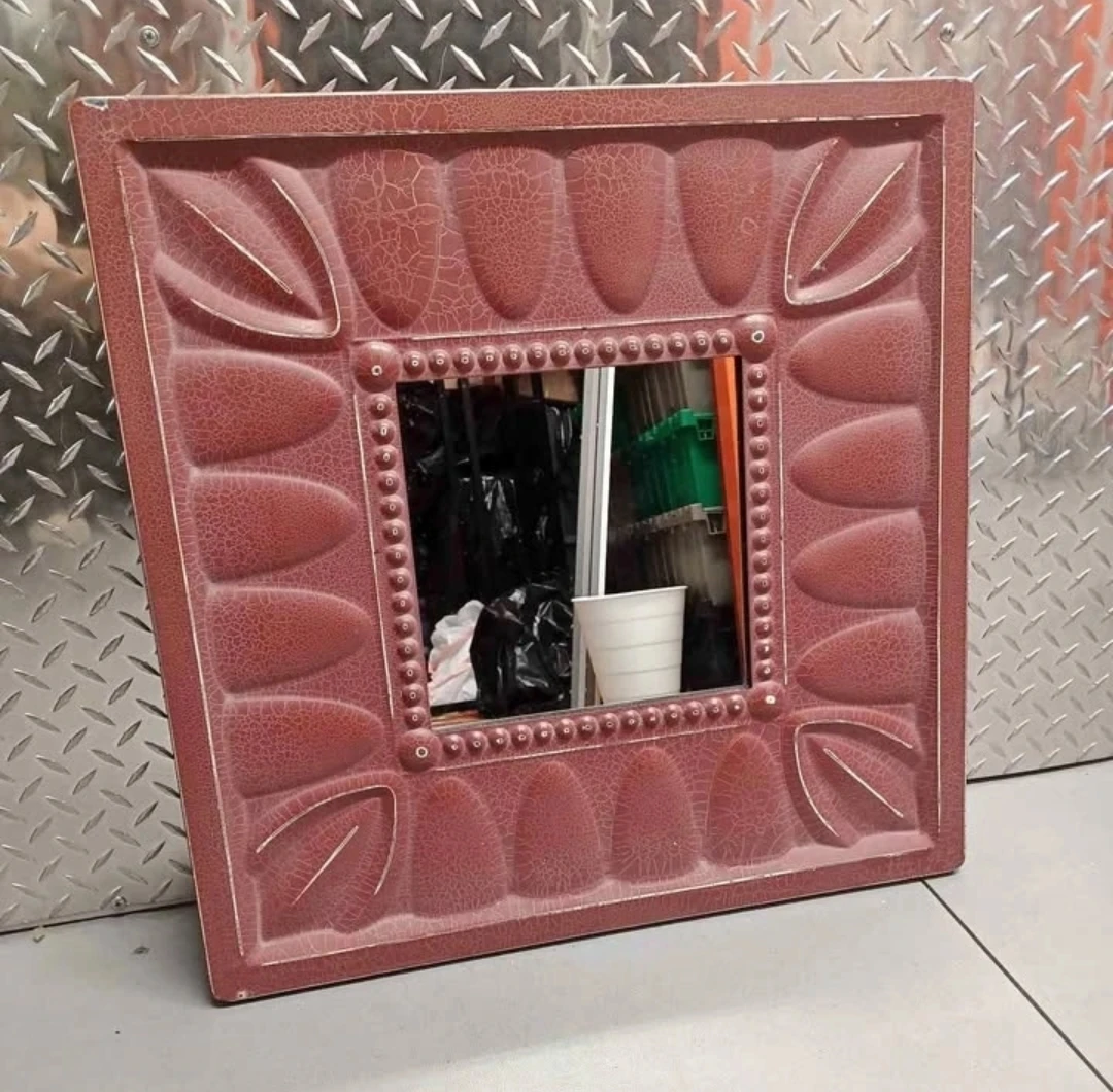 🔥 Rare Vintage Mauve Ornate Square Accent Wall Mirror