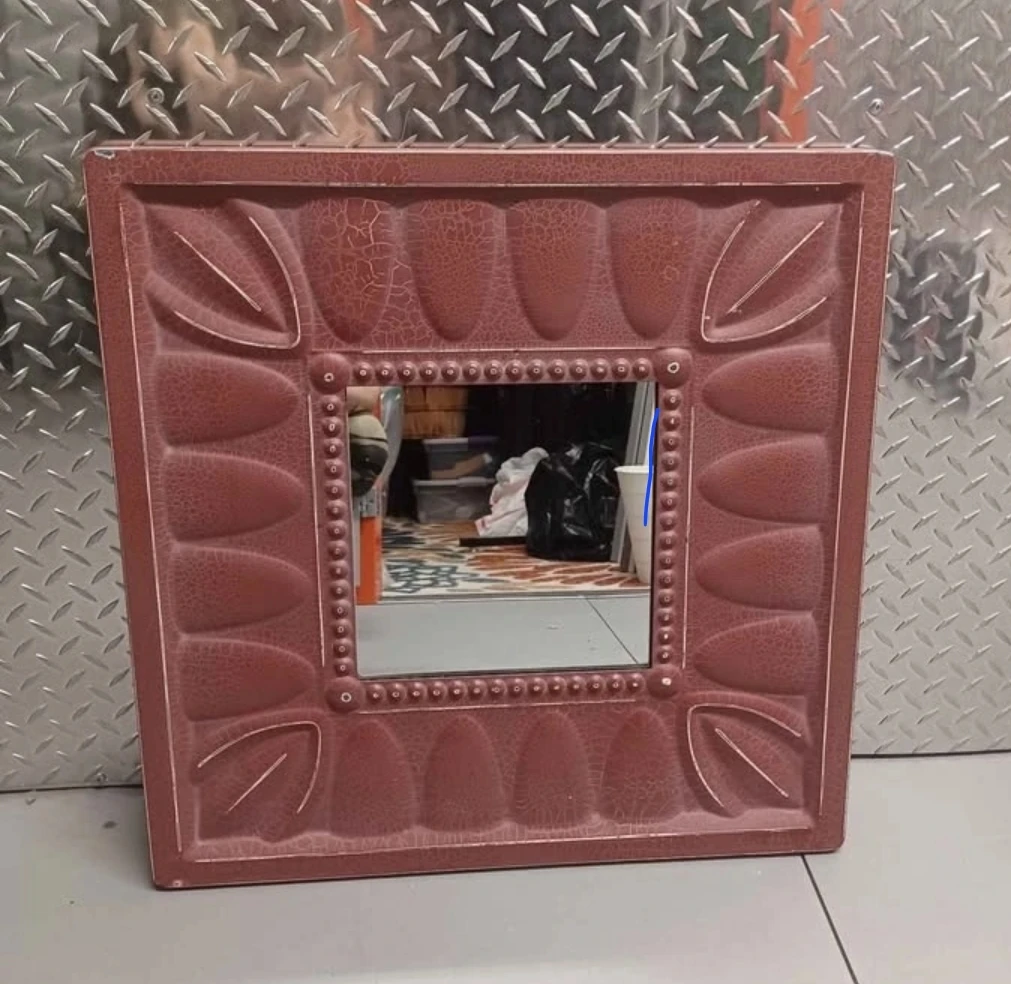 🔥 Rare Vintage Mauve Ornate Square Accent Wall Mirror - photo 2