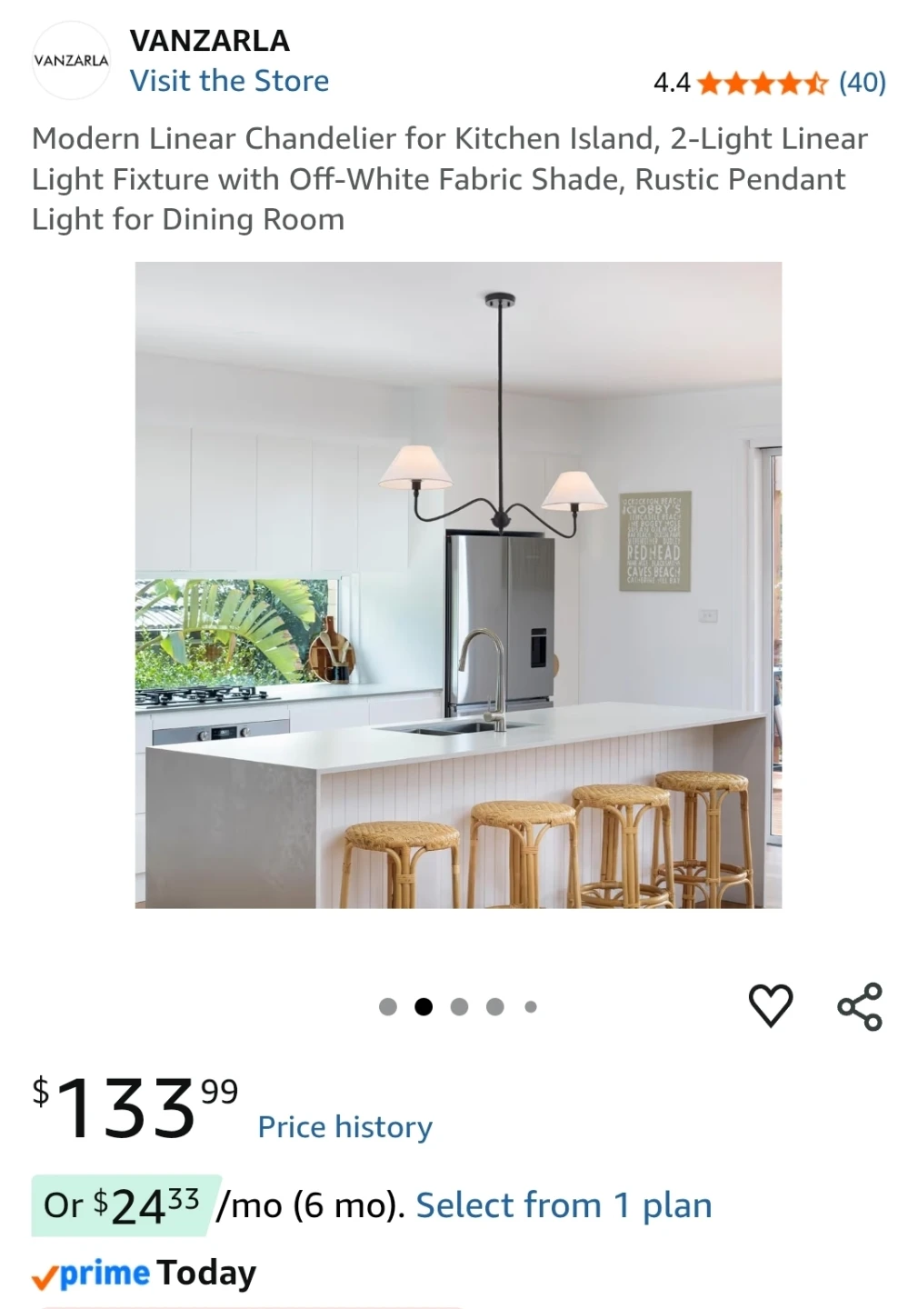 VANZARLA Modern Linear Chandelier 2-Light Fixture - photo 2