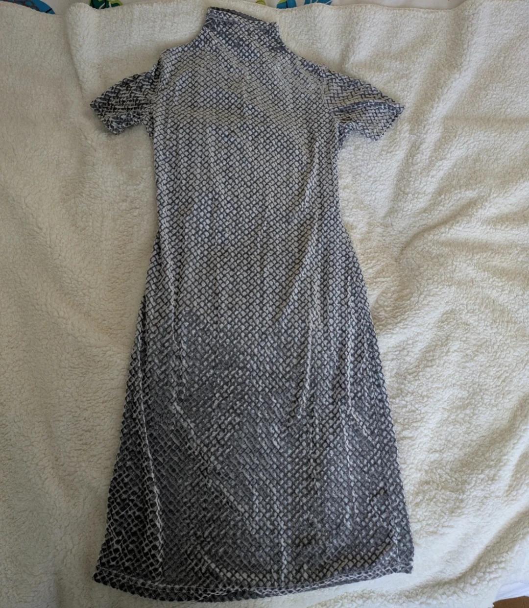 Grey Snake Print Mock Neck Dress