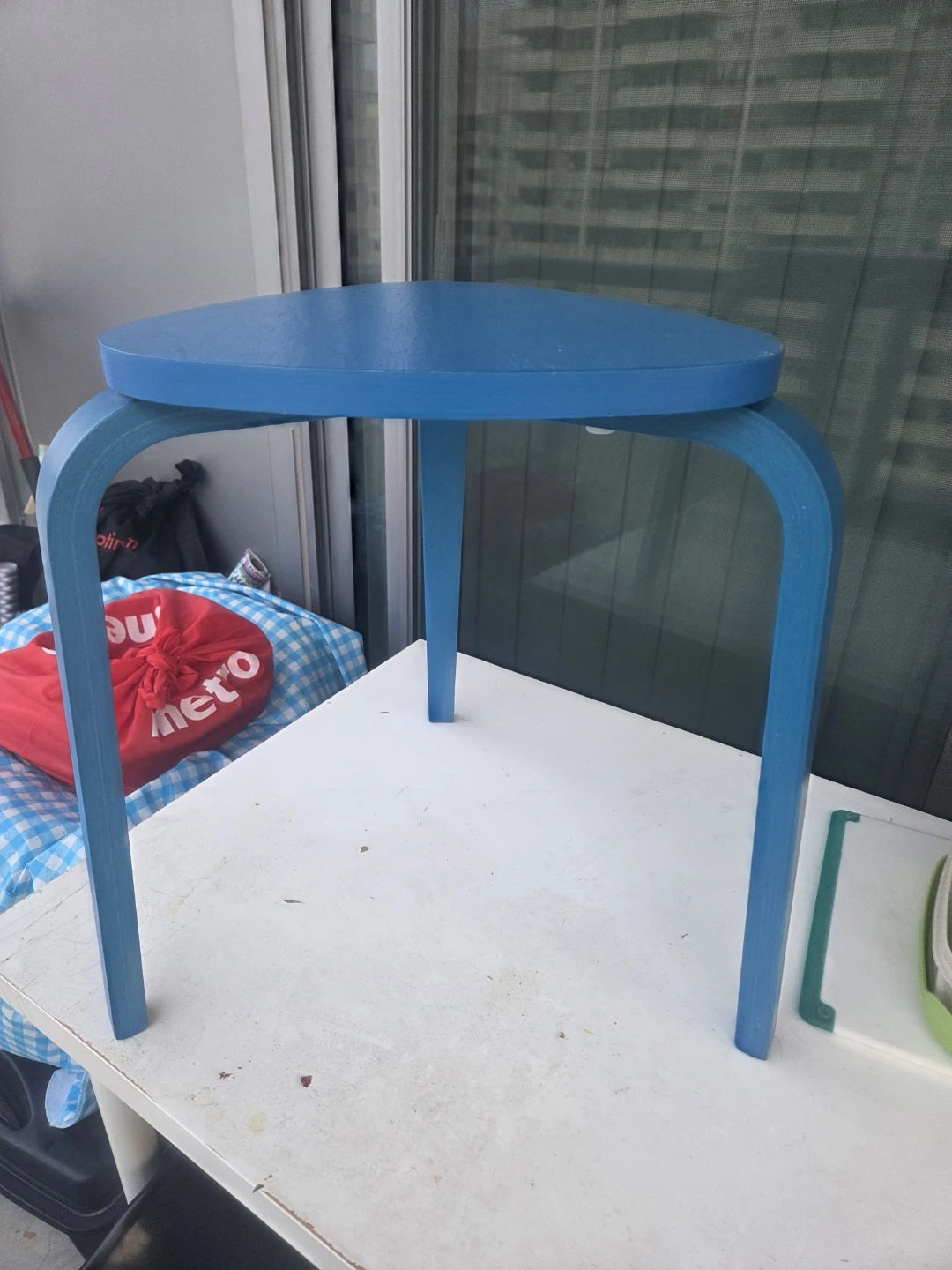 Blue Bentwood Stool/Side Table - photo 3